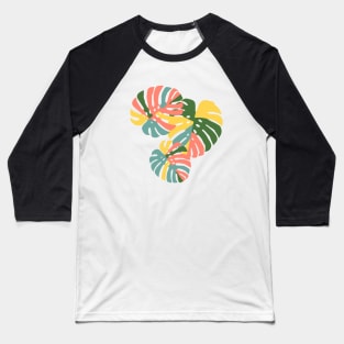 Monstera Leaf - Brights Baseball T-Shirt